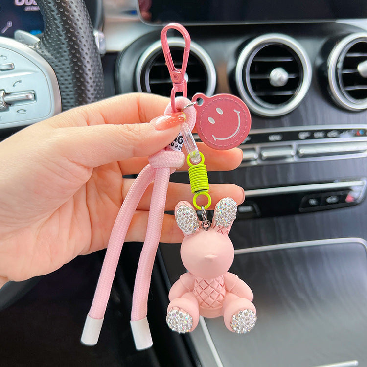 Wholesale Rope Diamond Candy Color Plaster Rabbit Keychains